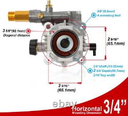 3/4 Shaft Horizontal Pressure Washer Pump 3000 PSI @ 2.5 GPM, OEM Replacement