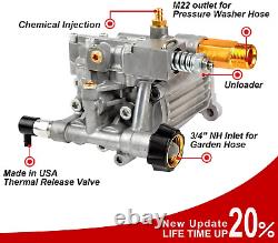 3/4 Shaft Horizontal Pressure Washer Pump 3000 PSI @ 2.5 GPM Replacement Pump f