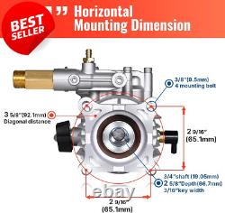 3/4 Shaft Horizontal Pressure Washer Pump 3400 PSI @ 2.5 GPM Replacement Pump f