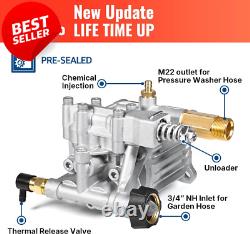 3/4 Shaft Horizontal Pressure Washer Pump 3400 PSI @ 2.5 GPM Replacement Pump f