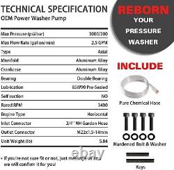 3000Psi Horizontal Pressure Washer Pump 2.5GPM Craftsman Honda Simpson Troy Bilt