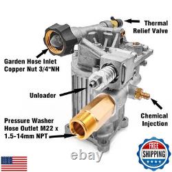 3100PSI Pressure Washer Pump 3/4 Shaft, Horizontal Power Washer Pump Replace