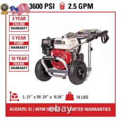 3600 PSI 2.5 GPM Cold Water Gas Pressure Washer with HONDA GX200 Engine