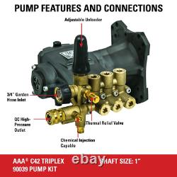 AAA 4000PSI at 3.5 GPM Industrial Triplex Plunger Pressure Washer Pump Kit