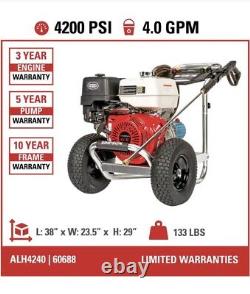 Aluminum 4200 PSI 4.0 GPM Gas Cold Water Pressure Washer with HONDA GX390 Engine
