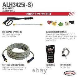 Aluminum ALH3425-S 3600 PSI at 2.5 GPM HONDA GX200 Cold Water Pressure Washer