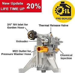 Durable 7/8 Shaft Pressure Washer Pump 3000 PSI Compatible with Honda & RYOBI