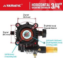 Horizontal Power Washer Pump 3/4 Shaft Max 3400 PSI @ 2.5 GPM Replacement