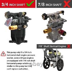 Horizontal Power Washer Pump 3/4 Shaft Max 3400 PSI @ 2.5 GPM Replacement