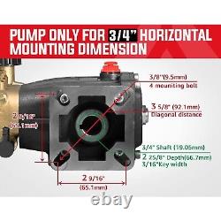 Horizontal Triplex Pressure Washer Pump 3/4 Shaft 3300 PSI 3.0 GPM 5.5-8 HP