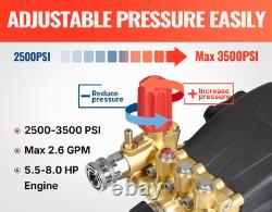 Horizontal Triplex Pressure Washer Pump 3/4 Shaft 3500 PSI @ 2.6 GPM 5-8 HP