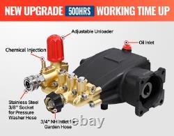 Horizontal Triplex Pressure Washer Pump 3/4 Shaft 3500 PSI @ 2.6 GPM 5-8 HP