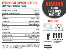 Horizontal Triplex Pressure Washer Pump 3/4 Shaft 3500 PSI @ 2.6 GPM 5-8 HP