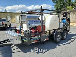 Hot Water Pressure Washer/Soft Wash Trailer Mounted-8gpm, 4000psi-Honda GX690