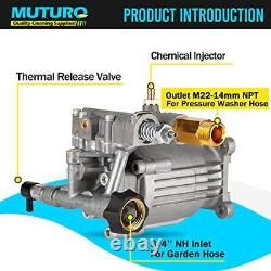 MUTURQ 3/4 Shaft Horizontal Pressure Washer Pump PSI Replacement Pump for Honda