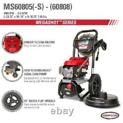 MegaShot MS60805-S 3000 PSI at 2.4 GPM HONDA GCV160 Cold Water Pressure Washer