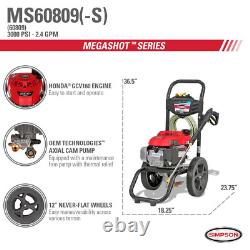 Megashot Ms60809-S 3000 Psi At 2.4 Gpm Honda Gcv160 Cold Water Pressure Washer