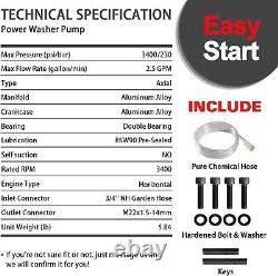 Pressure Power Washer Pump 3/4 Shaft Horizontal replacement 3400 PSI 2.5 GPM