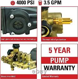 Pressure Washer Power Pump Horizontal 4000 PSI 3.5 GPM 1 Inch Shaft Replacement
