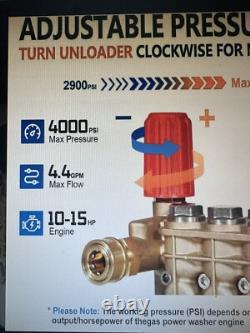 Pressure Washer Pump 1 Shaft Horizontal Triplex Plunger 4000 PSI 4.4GPM