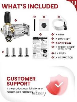 Pressure Washer Pump, 3/4 Shaft, 3400PSI 2.5GPM, Horizontal Power Washer Pump