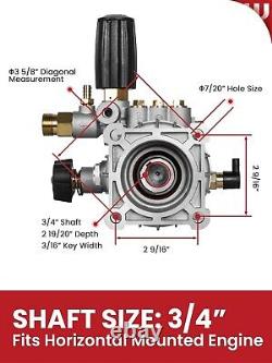 Pressure Washer Pump, 3/4 Shaft, 3400PSI 2.5GPM, Horizontal Power Washer Pump