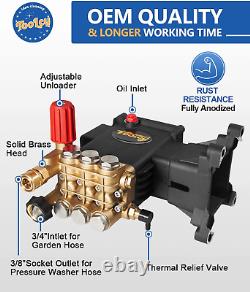 Pressure Washer Pump 3800-4000 PSI Max, 4.4 GPM, 1 Inch Shaft Horizontal Trip