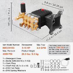 Pressure Washer Pump, 4400 PSI, 4.0 GPM, 1 Shaft Horizontal Triplex Plunger, Re