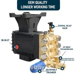 Pressure Washer Pump, 4400PSI 4GPM 1 Shaft Horizontal Triplex Plunger Power