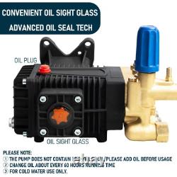 Pressure Washer Pump, 4400PSI 4GPM 1 Shaft Horizontal Triplex Plunger Power