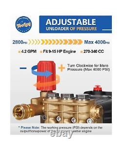 Pressure Washer Pump Max 4000 PSI 4.2 GPM, 1 Shaft Horizontal Gas Power Wash