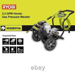 RYOBI Gas Pressure Washer 3,300 PSI 2.4 GPM Honda Durable Frame Flat-Free Wheels