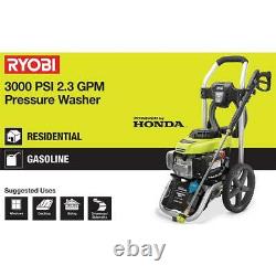 RYOBI Pressure Washer 2.3-GPM 3000 PSI Honda Gas Detergent Injection Cold Water