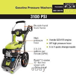 RYOBI Pressure Washer 3100 PSI 2.3 GPM Honda GCV167 167cc Gas Engine With Wheels