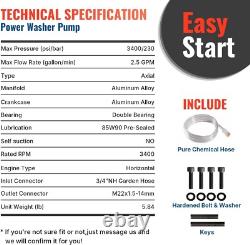Replacement Pump for Honda & Simpson 3/4 3400 PSI Pressure Washer Upgrade