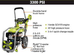 Ryobi 3300 PSI 2.5-GPM Cold Water Gas Pressure Washer With Honda GCV200 Engine