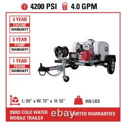 SIMPSON 95003 Trailer 4200 PSI 4.0 GPM Mobile Washing System New