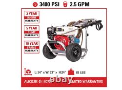 SIMPSON Cleaning ALH3228-S ALH3228 3400 PSI at 2.5 GPM Gas Powered by HONDA GX2