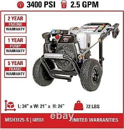 Simpson MSH3125-S MegaShot 3200 PSI @ 2.5 GPM Honda GC190 with Axial Pump Cold W