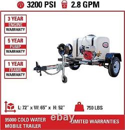 Simpson Simpson Cold Water Professional Gas Pressure Washer Trailer 3200 Psi