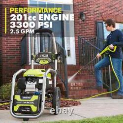 US 3300 PSI 2.5 GPM Cold Water Gas Pressure Washer Honda GCV200 Engine