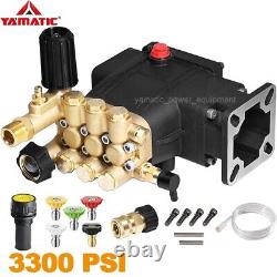 YAMATIC Horizontal Triplex Pressure Washer Pump 3/4 Shaft 3300 PSI 3.0 GPM 8 HP