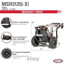 Megashot Msh3125 -s 3200 Psi À 2,5 Gpm Honda Gc190 Laveur À Pression D'eau Froide