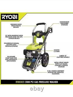 Nettoyeur haute pression à gaz RYOBI 3100 PSI 2,3 GPM moteur Honda 167cc avec buse 5-en-1