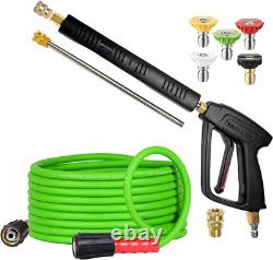 Pistolet et tuyau de nettoyeur haute pression, tuyau flexible de 25 pieds avec extension en acier inoxydable