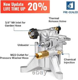 Pompe de Nettoyeur Haute Pression Vertical 3000 PSI @ 2,5 GPM Durabilité Compatible