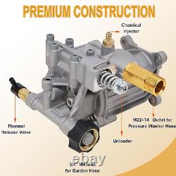 Pompe de lavage à pression horizontale avec arbre de 3/4 3400PSI 2.5 GPM