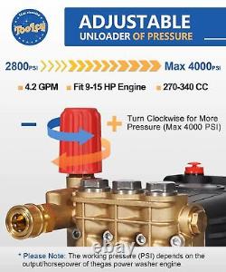 Pompe de laveuse à pression Max 4000 PSI 4,2 GPM, 1 arbre, lavage à pression à gaz horizontal