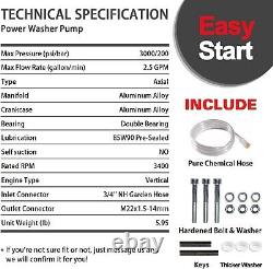 Pompe de laveuse à pression de 3000 psi 2,5 GPM pour Craftsman Subaru 190 Kohler Honda GCV