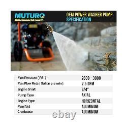 Pompe de laveuse à pression horizontale MUTURQ 3/4 Shaft, 2600-3000 PSI, 2.5 GPM, O